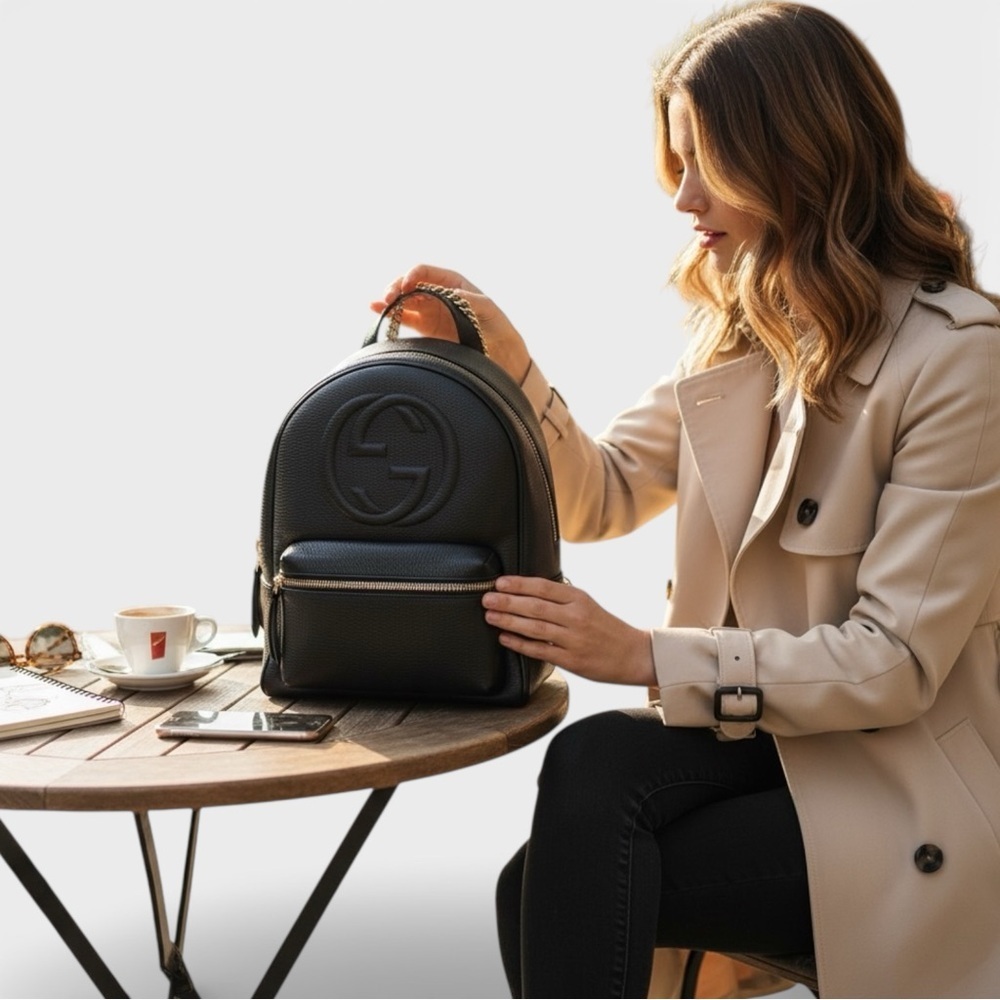 Gucci Black Leather Soho Chain Backpack – Vintage - Picture 8 of 10